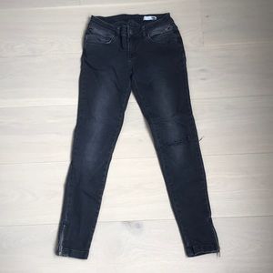 Anine Bing Distressed Zippered Skinny Jeans